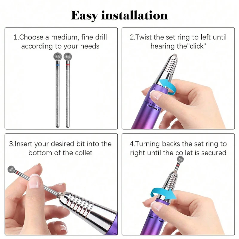 2Pcs Small Round Head Nail Drill Bits Exfoliator Electric Detail Rotary Tungsten Steel Polishing Pedicure Cleaning Tool