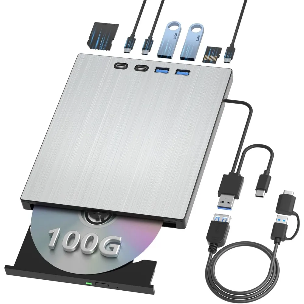 

Внешний привод Blu-ray Портативная горелка Bluray USB 3.0 Type-C CD/BD Дисковые приводы Поддержка 100G Bluray/DVD-накопитель для ноутбуков Windows