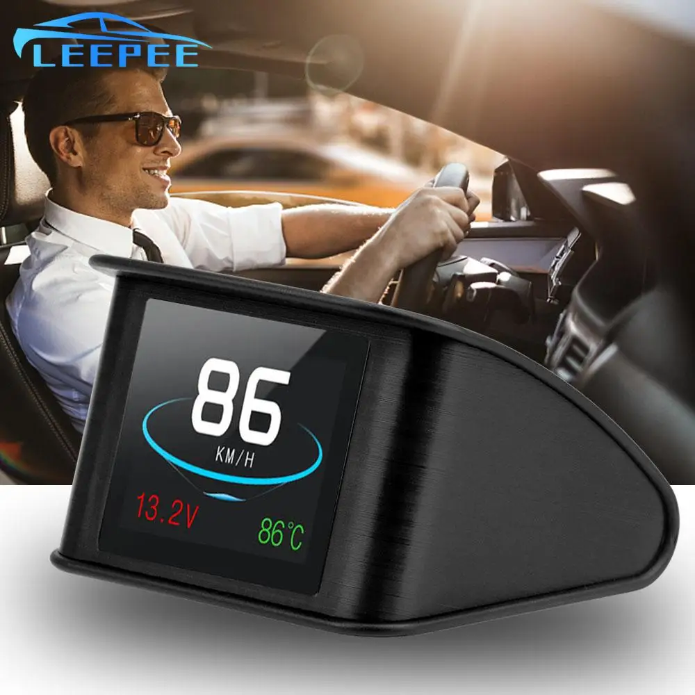 Head Up Display For Car Speedometer Temperature RPM Mileage Guage OBD Smart Digital Meter HUD P10