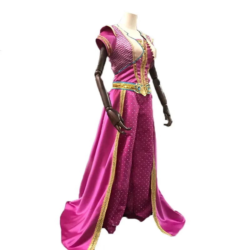 Jasmine Cosplay Costume Halloween Cosplay Movie Princess Outfit Rose Red Suit Fancy Top Pants