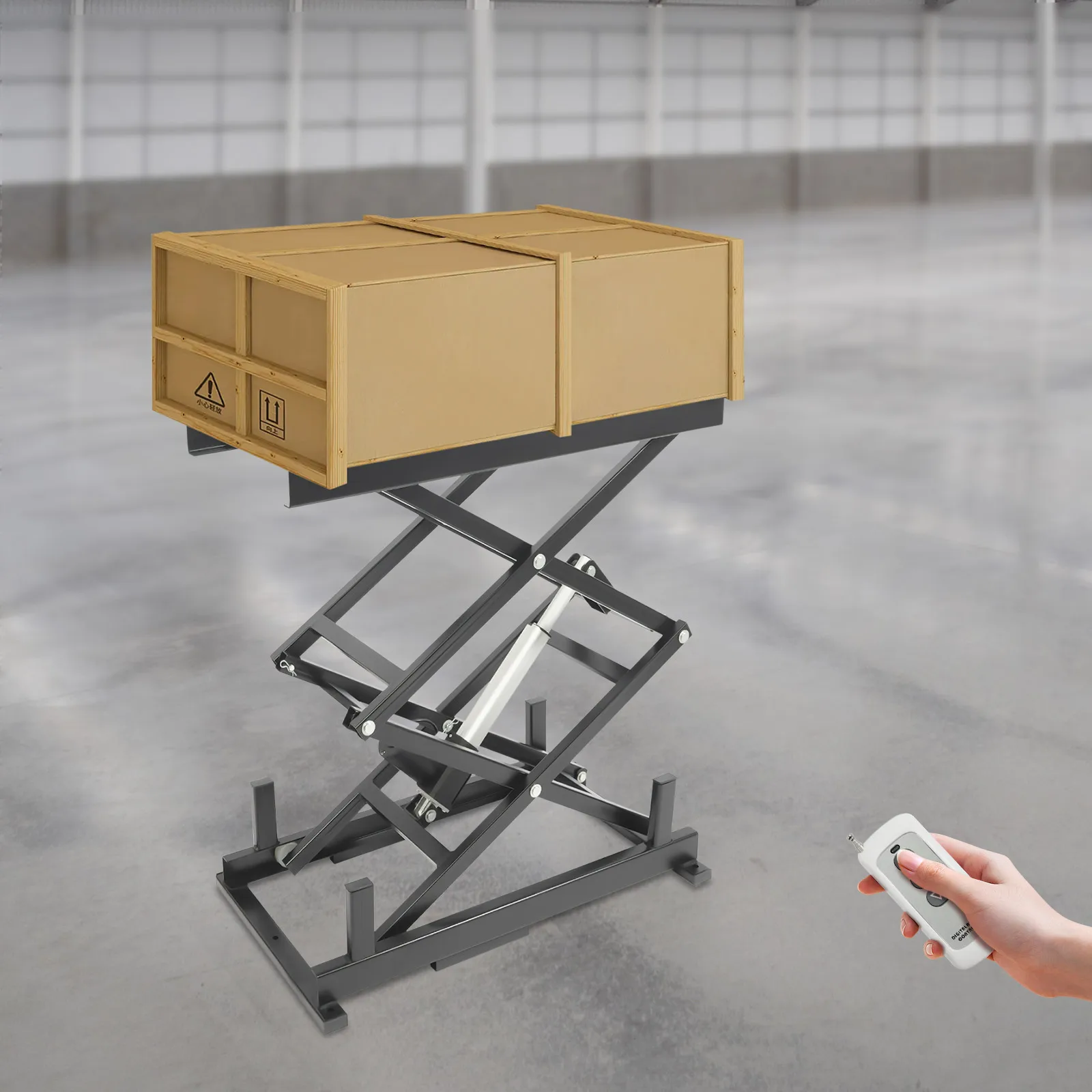 Scissor Lift Table, Electric Scissor Lift Table, DC 24V Hydraulic Adjustable 180LB Height Platform With Wireless Remote for Factory Home DIY