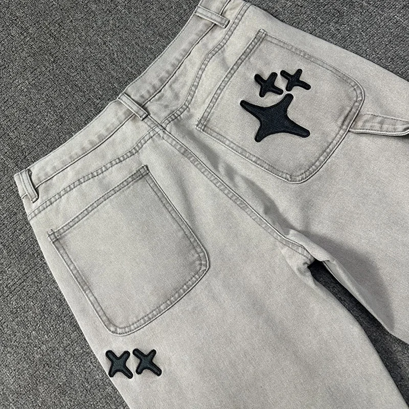 Embroidery Logo BROKEN PLANET Denim Straight Pants Men Woman 1:1 Washed Do Old Best Quality Pocket Straight Sweatpants