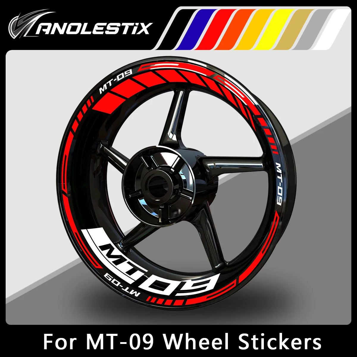 

AnoleStix Reflective Motorcycle Wheel Sticker Hub Decal Rim Stripe Tape For YAMAHA MT-09 MT09