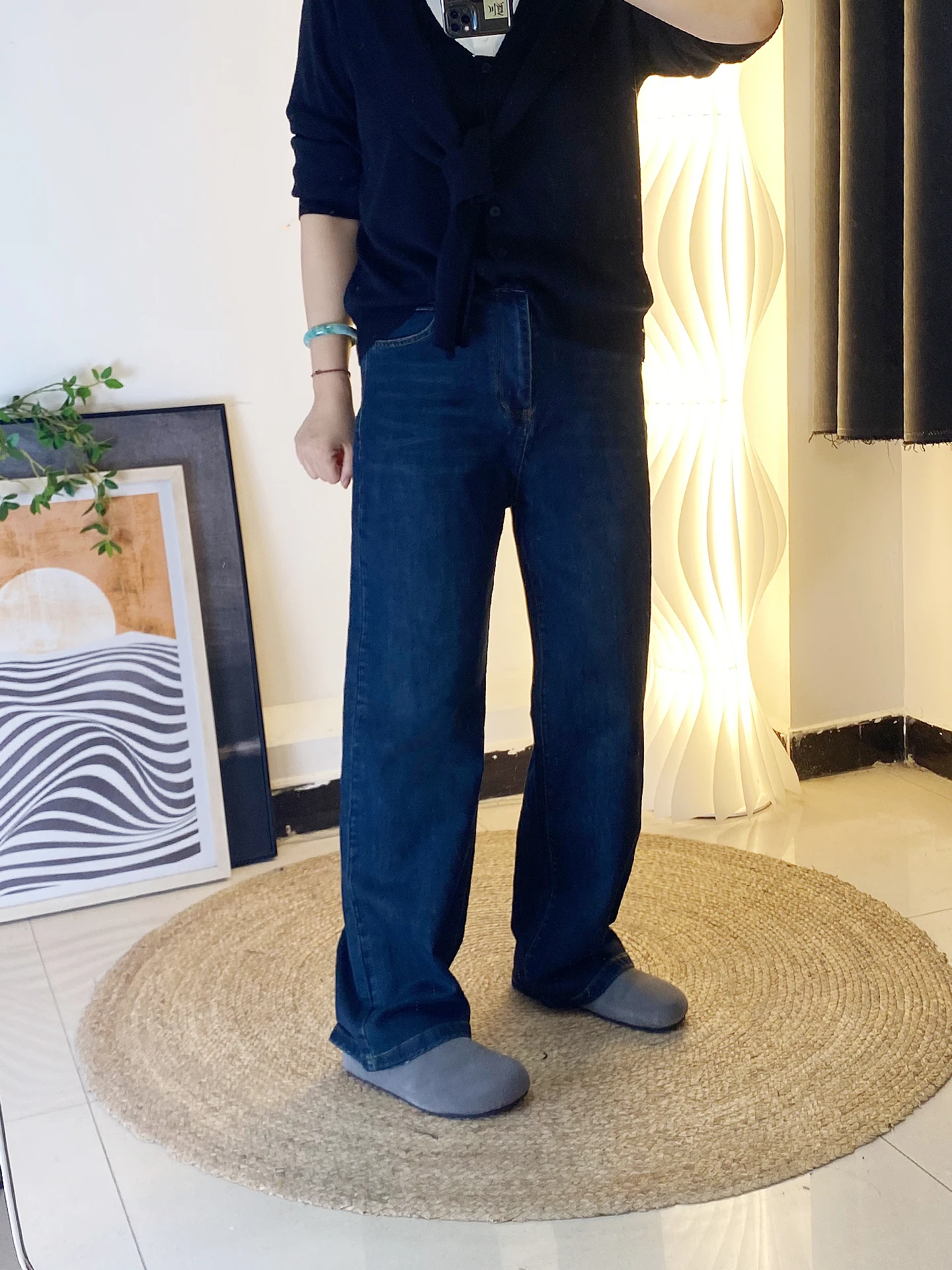 

Джинсы прямого кроя большого размера для похудения, эластичные, в пол, женские, с высокой талией, на молнии, однотонные, на все сезоны, в стиле High Street...