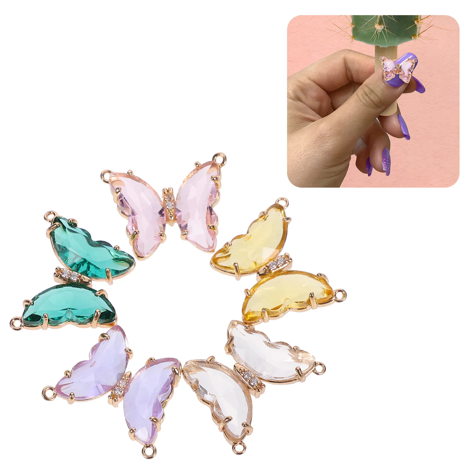 

5 Pcs Butterfly Accessories Charm for DIY Jewelry Decoration Necklace Korean Version Bright Charms Metal Pendants Semi-finished