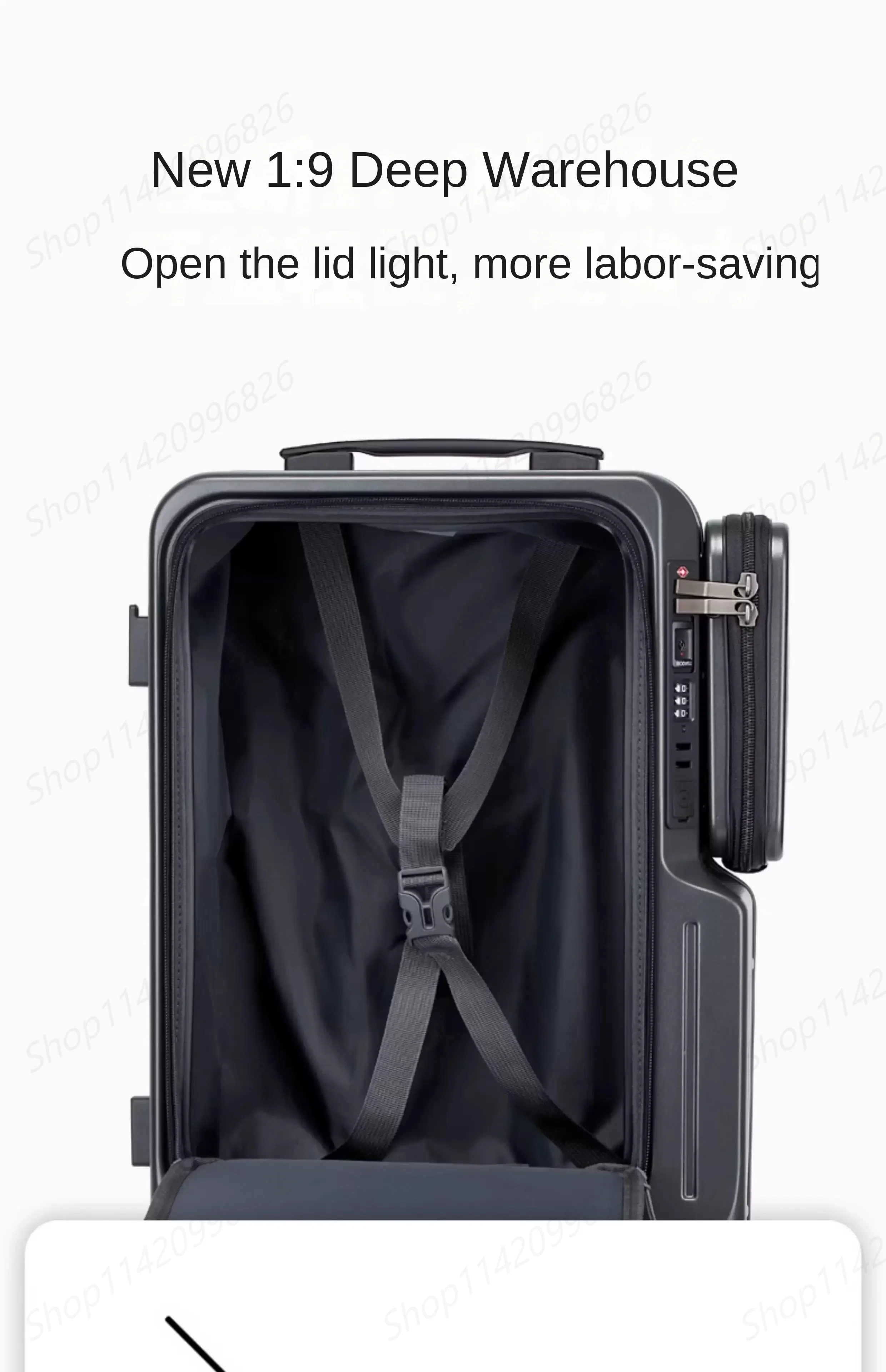 Handgepäck-Koffer mit Vorderöffnung, multifunktionaler Trolley-Koffer, 20-Zoll-Reisekabine, Passwortschloss, Gepäckkoffer, Reisetaschen – Detail 8
