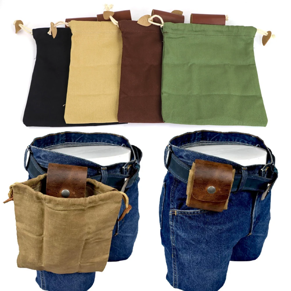 جديد المحمولة المشي لمسافات طويلة في الهواء الطلق العلف حقيبة الفاكهة قطف الحقيبة للطي التوت Puch تخزين الجلود Bushcraft حقيبة قماش قنب التخييم