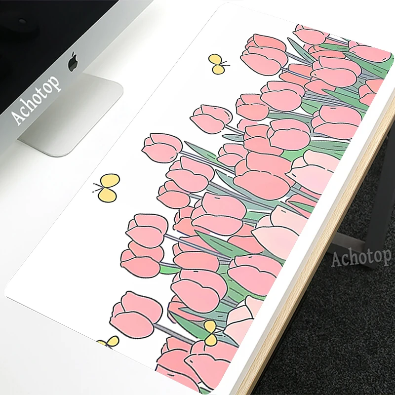 Pink Flower Mouse Pad Cute 400x900mm Mouse Mat Large Notbook Computer Mousepad Kawaii Gaming Mouse Pads Gamer Keyboard Desk Mat