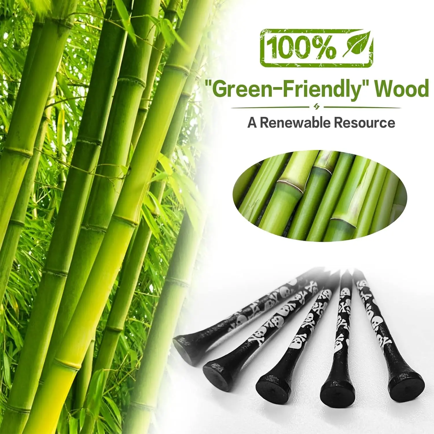 Golf Tees Wood 3 1/4 2 3/4 Inch Bamboo Tee Value 50 Pcs,Durable Colored Wooden Tee 70mm 83mm Used for Practice Mat Driving Range