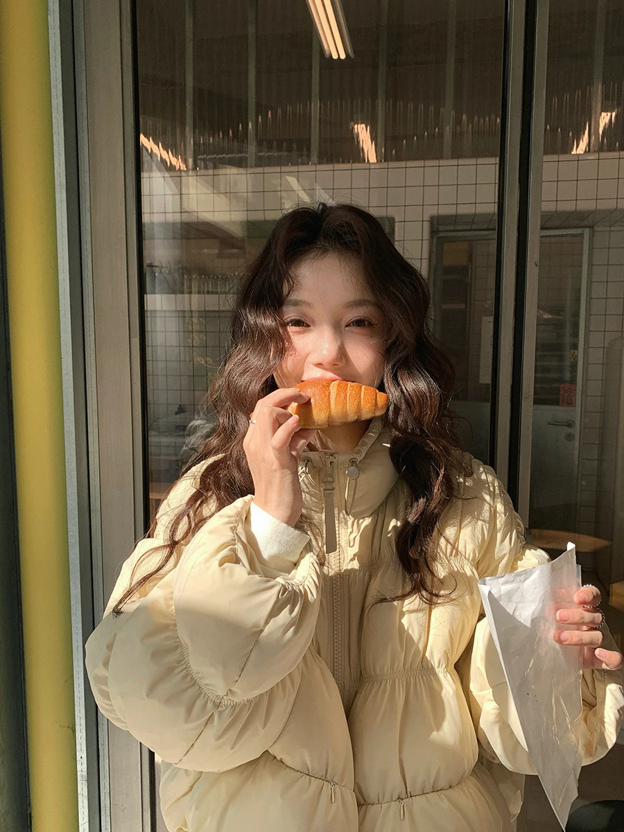 

Пуховик Zhang Beibei Heavy Work 90 White Du с воротником-стойкой, теплая верхняя одежда в корейском стиле, для повседневной носки, модный, из полиэстера