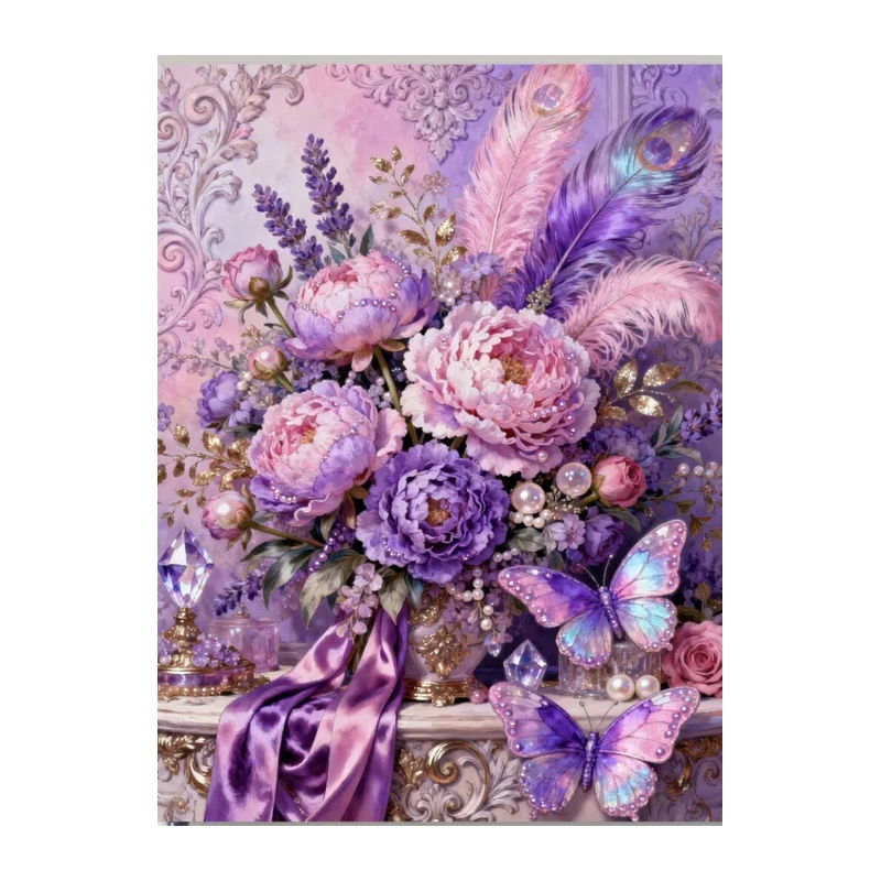 

9CT 14ct Flowers Printed Kit Cross Stitch Embroidery DIY Needlework Home Decor Crafts With Needles Threads