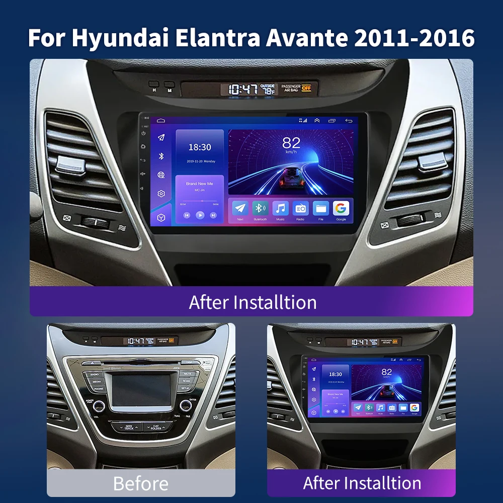 For Hyundai Elantra Avante I35 2011-2016 Car Multimedia Player 2din GPS Navigaion CarPlay Android 13 Car Radio Multimedia Player