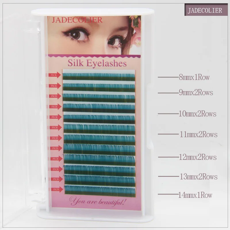 Jadecolier 8-14mm comprimento misto moda cor azul extensão de cílios 0.07mm macio natural longo maquiagem individual cílios c onda