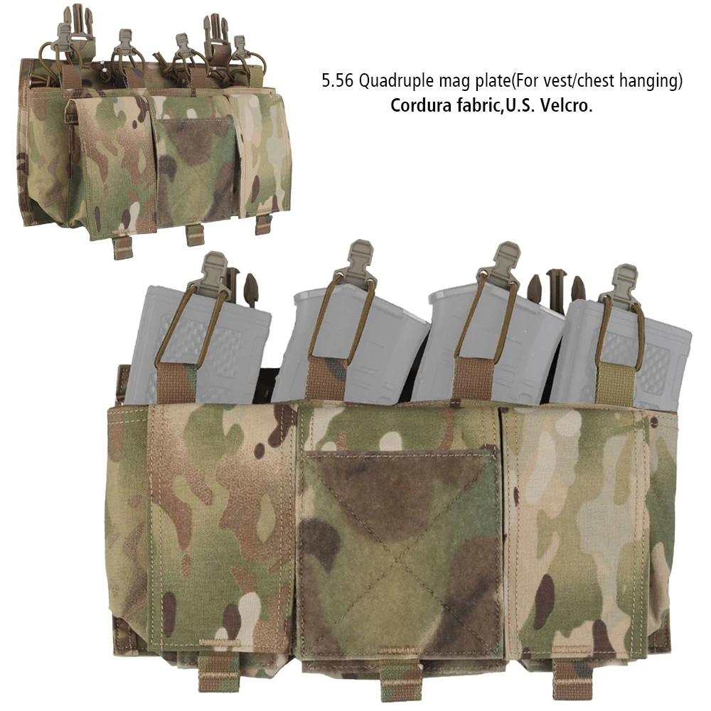 Airsoft Vest 5.56 Quadruple Mag Plate for Military Hunting Tactiacal Vest Chest Hanging Magazine Pouch First Aid Sundries Bag