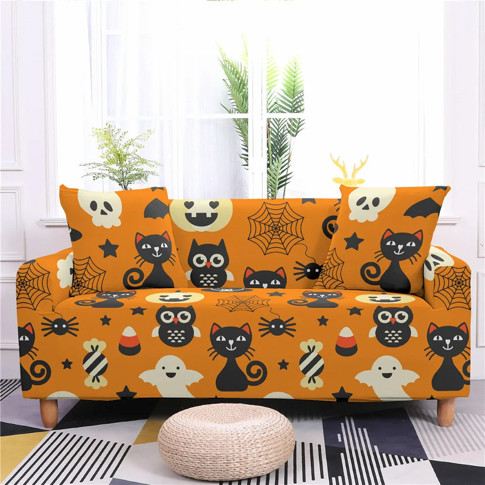 Halloween Elastic Sofa Cover for Living Room L Shape Sofa Corner Sofa Covers 1/2/3/4 Seater Couch Slipcovers Decor Housse Canapé