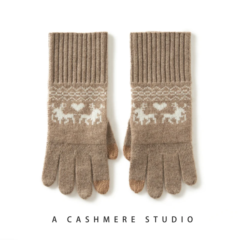 Winter High-Quality Cashmere Touch Screen Gloves Women Soft Warm Stretch Knit Mittens Full Finger Guantes Female Crochet Luvas