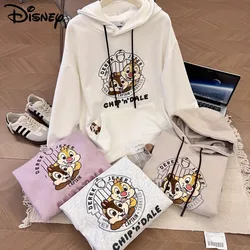 Disney Cartoon Cute Chip&Dale Clothes Fashion Hoodie Women Oversized Long Sleeve Top Shirts Y2k Female Autumn Winter Pullovers