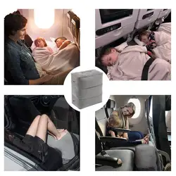 Almohada de viaje inflable de PVC para niños, almohada de descanso para pies, avión, cama, coche, autobús, altura ajustable, vuelo para adultos, dormir