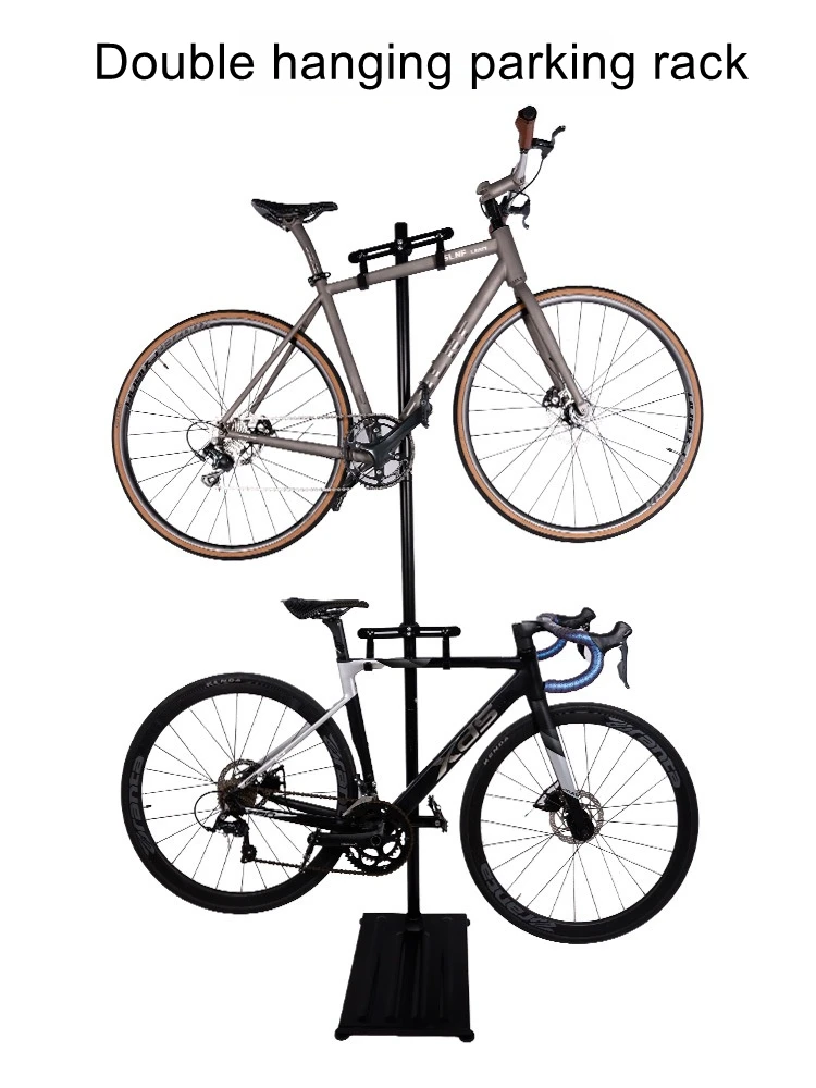 Bicycle rack display rack with adjustable double hanging heads and rubber covered hooks, indoor suspended parking rack view 5