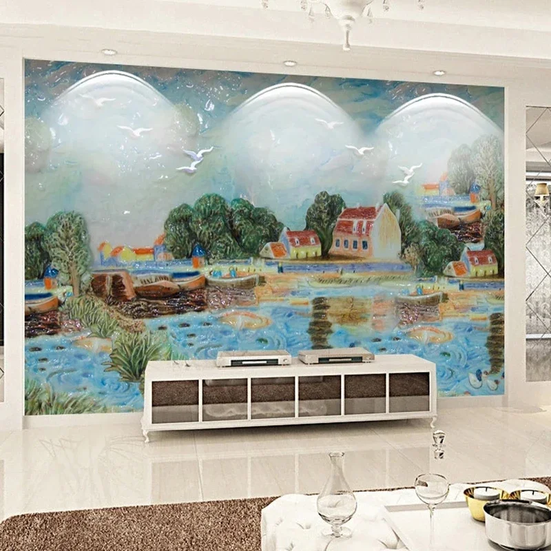 European 3D Oil Landscape Painting Wallpaper For Walls Living Room Bedroom Sofa TV Backdrop Wall Home Decor Papel De Parede