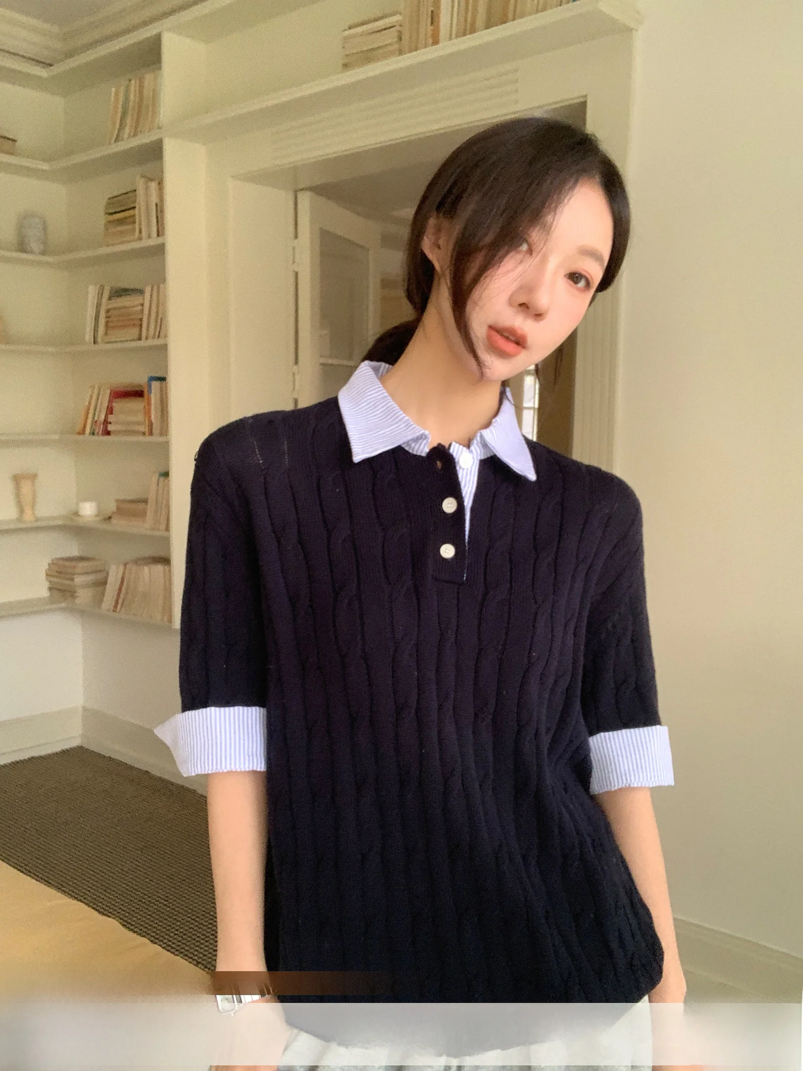 

Женская летняя приталенная футболка с коротким рукавом в стиле колор-блок, универсальный топ, модель VS-MT18