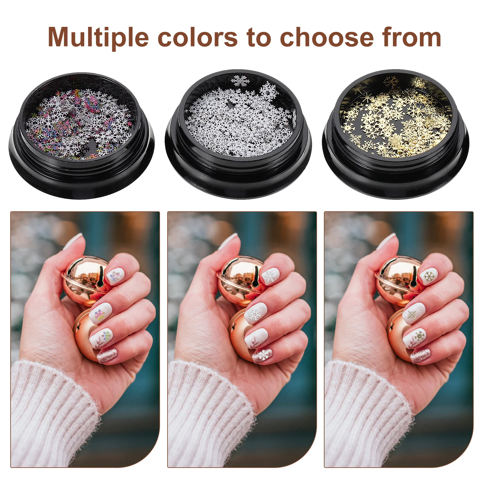 

Snowflake Art Glitters 3 Boxes Sparkly Charms For Christmas Party Diy Manicure Decoration Nail Craft Adornment Women Nail