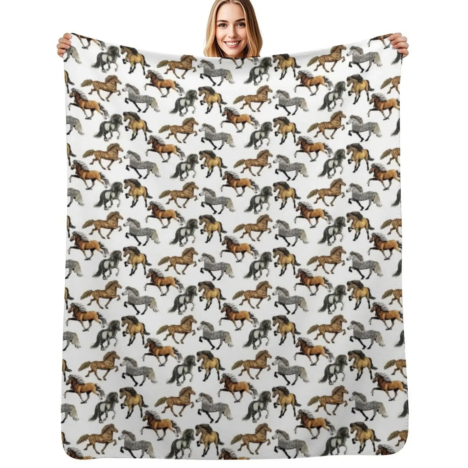 

Icelandic Horses in Tolt Throw Blanket Travel For Decorative Sofa Furry Blanket