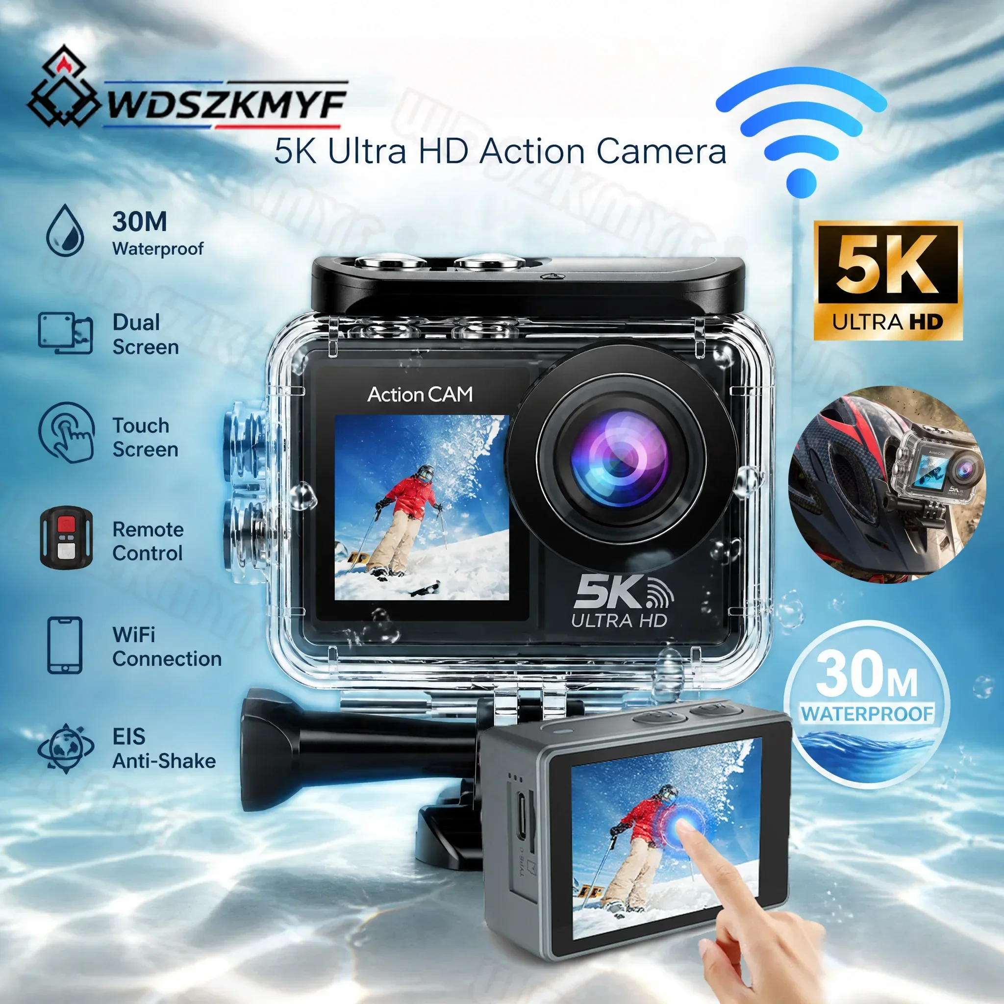 5/4K Action Camera Dual IPS Touch 170° DVR 30M Waterproof Remote Control 5X Zoom Helmet WiFi Sport Camera For Motorcycles Vlog