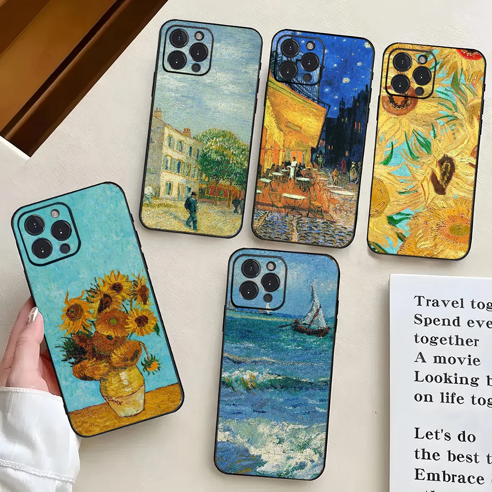 1PC Art Vincent Van Gogh Phone Case Silicone Soft For iPhone 16 15 14 13 12 11 X XR Plus Pro Max Plus