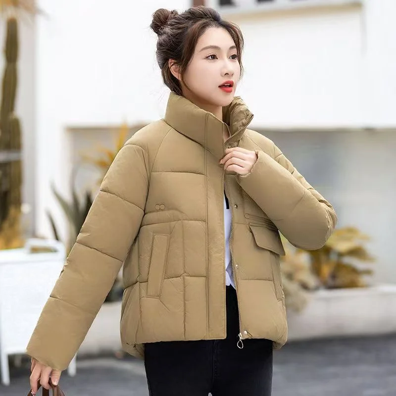 2024 Women's Short Autumn Winter Fashion Down Cotton-padded Coat Korean Stand Collar Thick Warm Joker Little Cotton-padded Coat