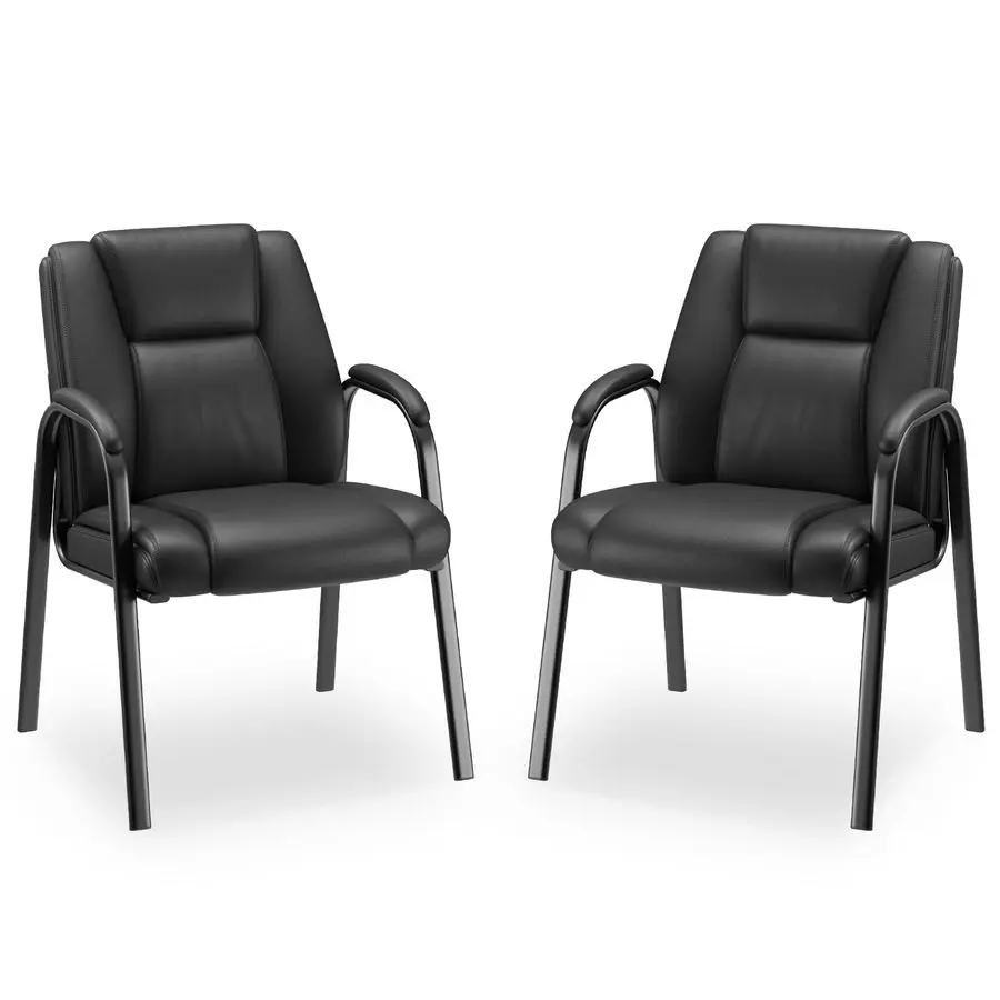 

Гостевой стул с подлокотником, стул для приема из искусственной кожи для офисного усилителя, комната ожидания, 250 фунтов, цельный сварочный стальной каркас, губчатый каркас