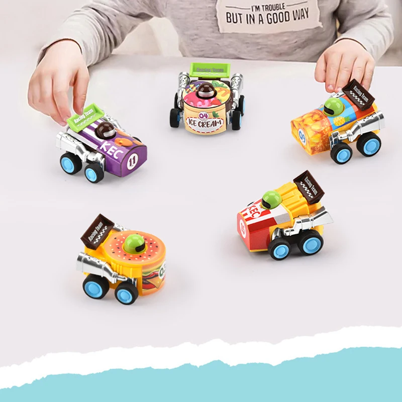 3Pcs/bag New Creative Mini Cartoon Racing Car Toys Funny Food Pull Back Car Toys Children's Puzzle Toys Birthday Holiday Gifts