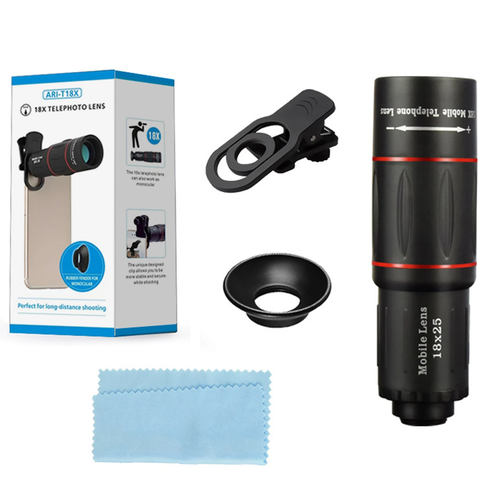 Universal 18x Telescope Camera Monocular Zoom HD Optical Cell Phone Lens Observing Survey 18X telephoto lens for Smartphone