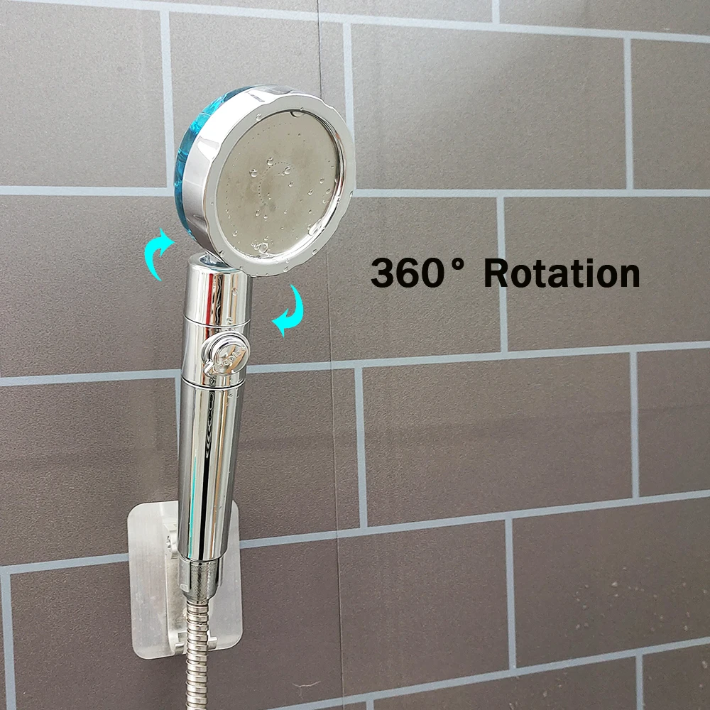 Turbo Propeller Shower Head ABS High Pressure Water Saving 360 Degrees Rotating With Stop Button Fan Filter Bathroom Accessories