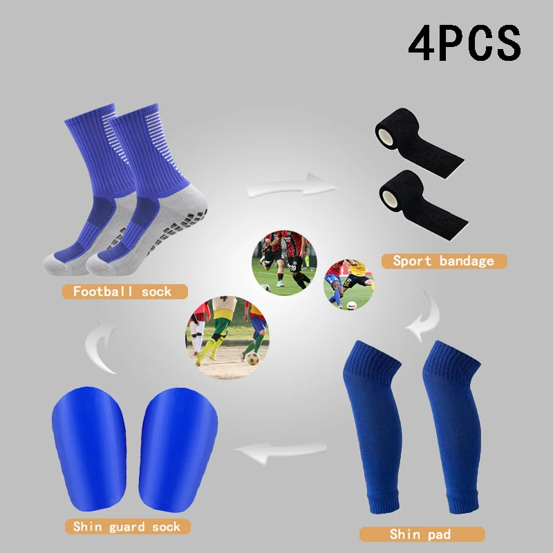 

4PCS Men's Soccer Socks with Grip, Non Slip Anti Slip Athletic Socks with Cushion Pads for Football/Basketball/Hockey