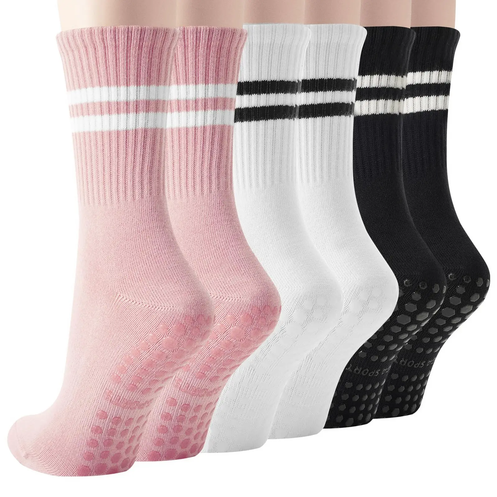 

Набор из 3 пар, женские носки для пилатеса с ручкой, противоскользящие матросские балетки для йоги, носки, подходящие для тренировок в больницу