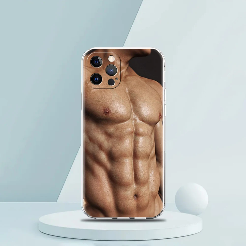 Male Abdominal Muscle Transparent Phone Case Cover for iPhone 16 15 14 13 12 11 Pro Max XR 8 7 Plus XS Max Shockproof Luxury Bag view 5