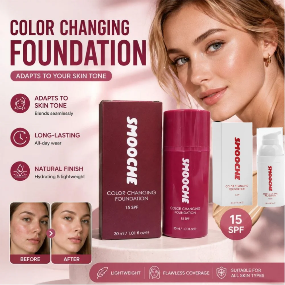 Base de Maquillaje Facial Correctora 1/2PCS con Glicerina y Vitamina E, Base Líquida Herbal Natural que Cambia de Color, Cuidado de la Piel