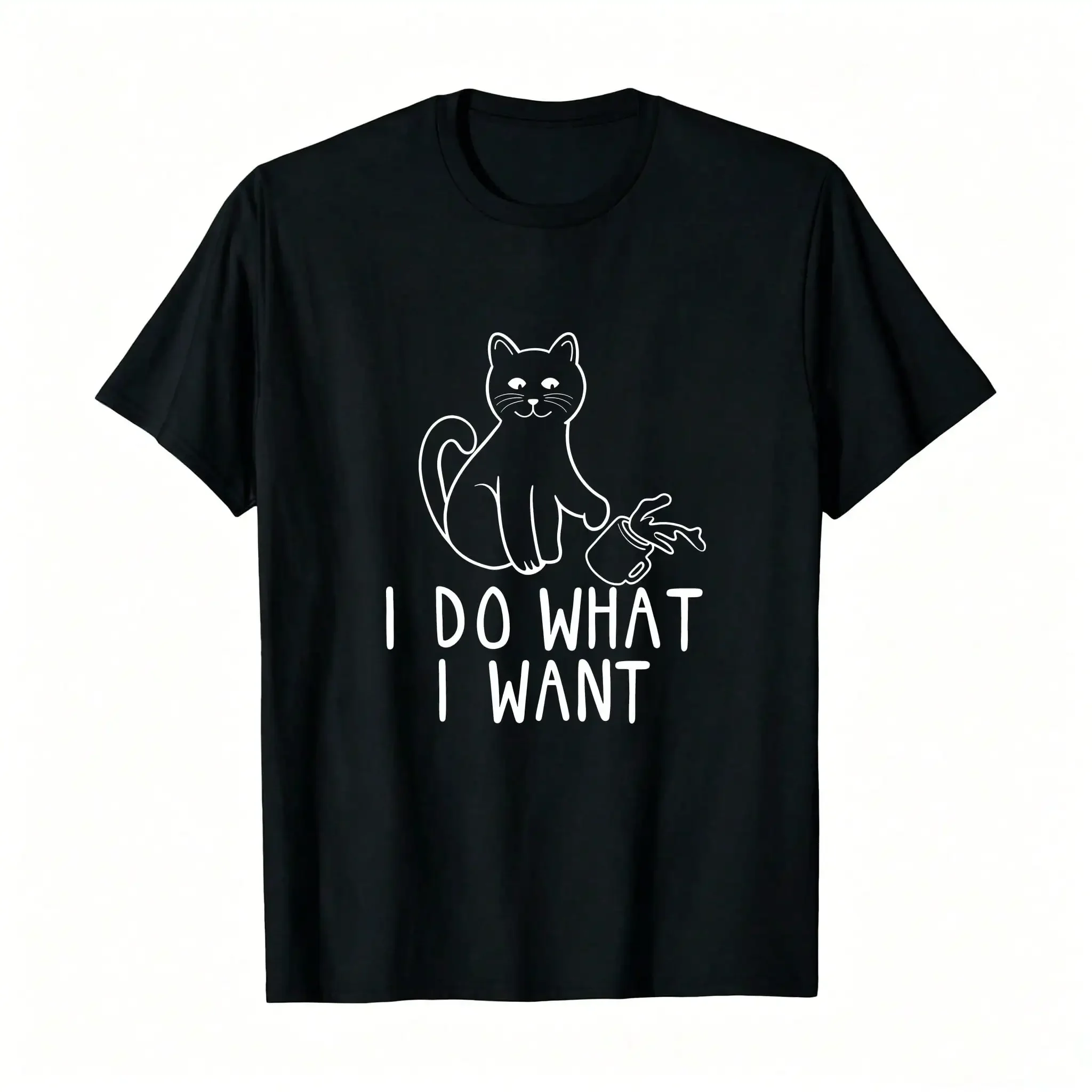I Do What I Want - Funny Cat Lover Kitten Kitty T-Shirt_,Breathable And Comfortable Short-Sleeved Round-Neck Top, Suitable For All Seasons, Everyday Wear For Women