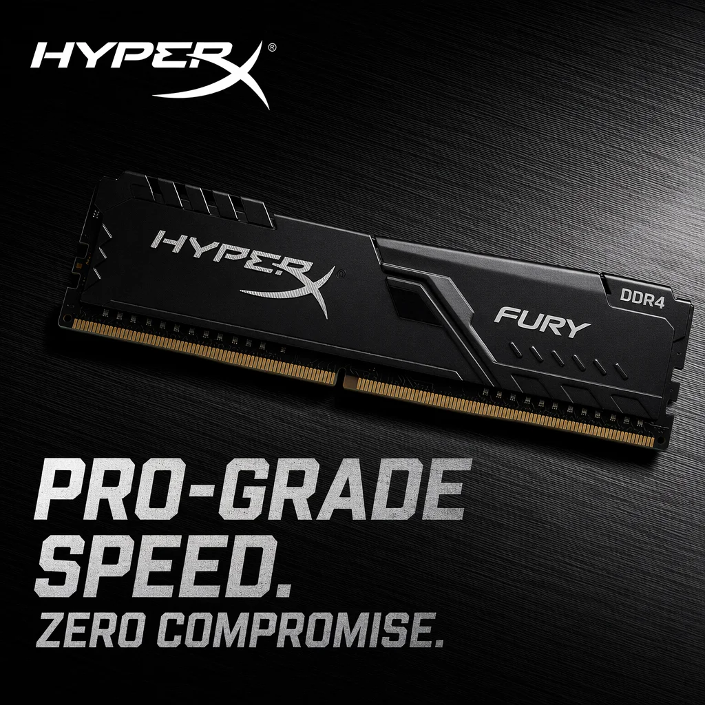 Memória RAM HyperX FURY DDR4 para Desktop PC 2400MHz-3733MHz Kits de 4GB a 128GB com Dissipador de Calor de Perfil Baixo, Pronto para XMP, Plug and Play