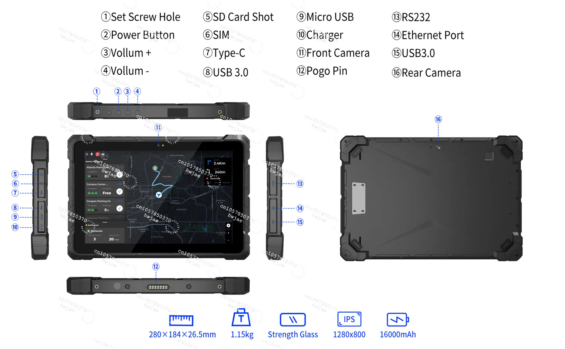 New 0.1 inch three-proof tablet GPS/Beidou outdoor measurement and control intelligent portable handheld pad anti-drop F9M