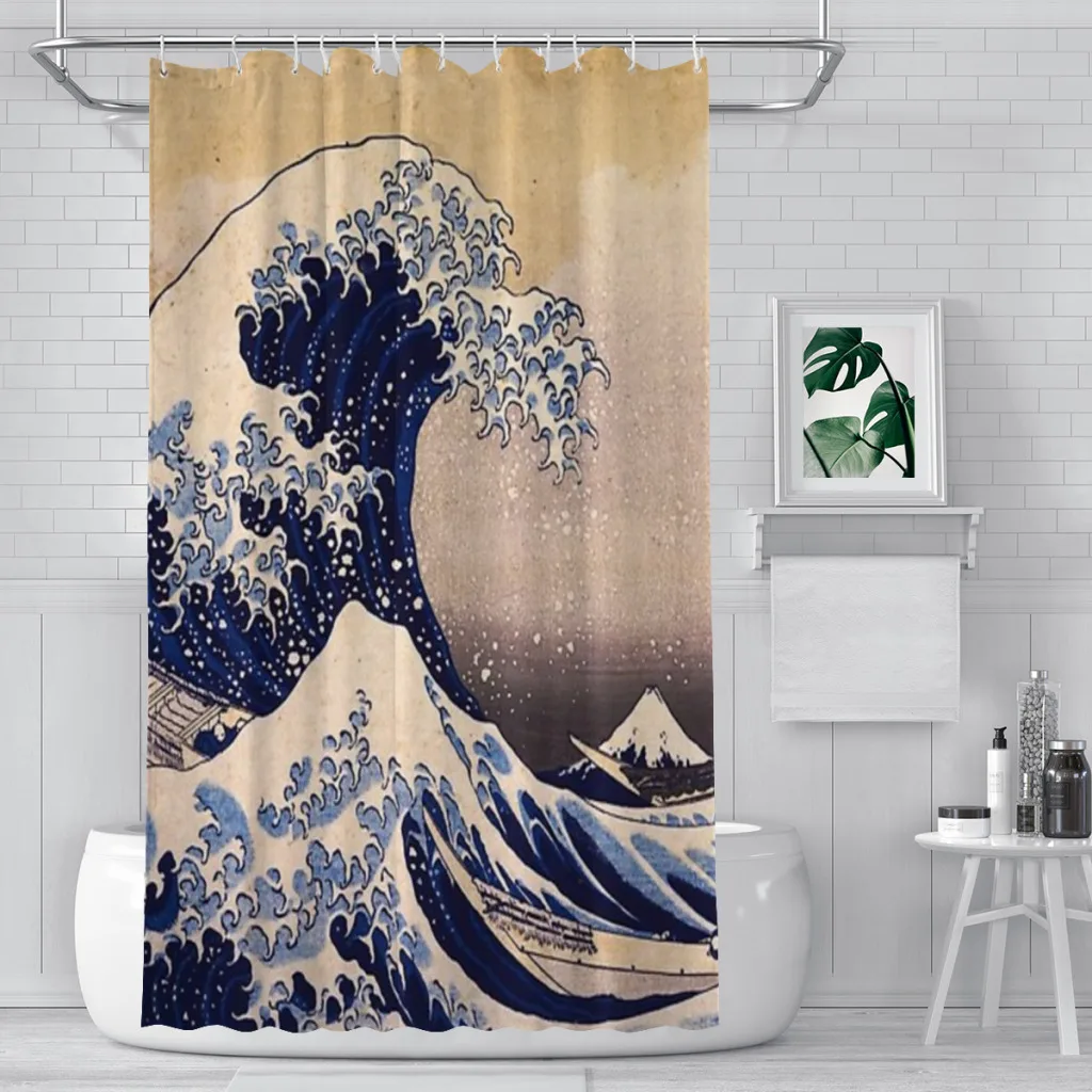 The Great Wave off Kanagawa by Katsushika Hokusai Shower curtain Bathroom decor Modern household Curtain Festival gift