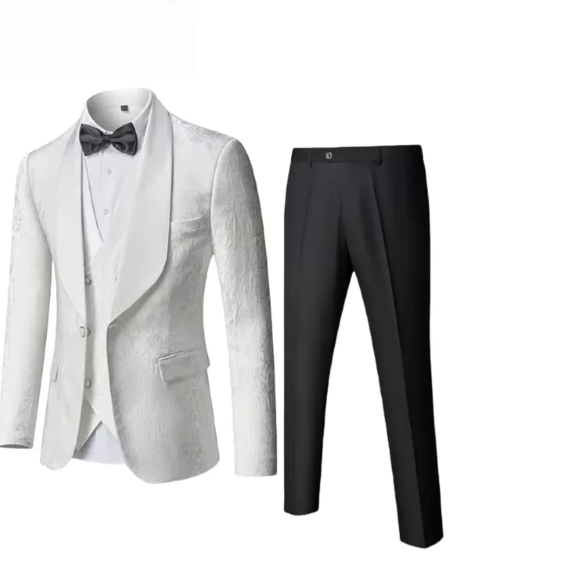 

Fashion groom Paisley pattern three piece jacquard tailcoat (jacket+vest+pants) wedding party formal attire