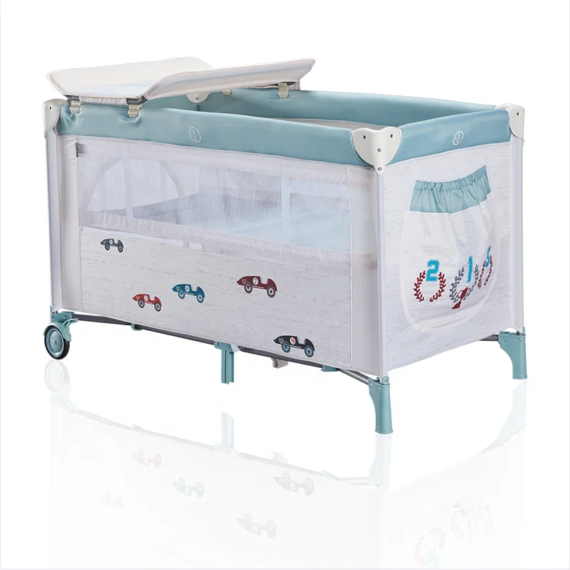 Kids Bed Easy Folding Sleeping Bed with Music Toys Bar Hot Selling Baby Playpen