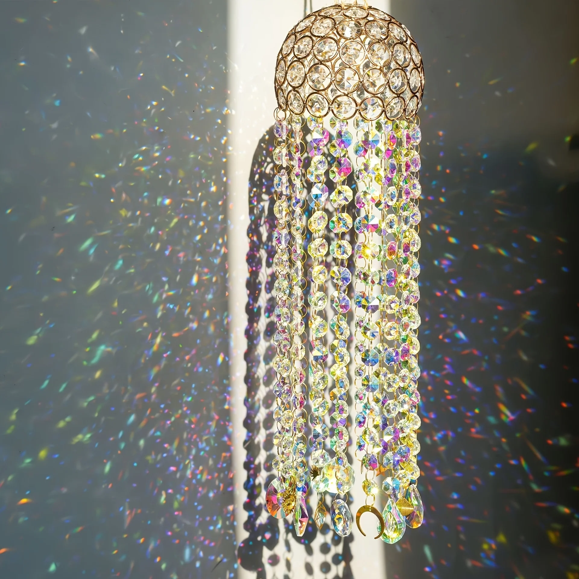Crystal Suncatcher Rainbow Maker Hanging Wind Chime Prism Pendant Window Room Garden Wedding Party Garden Decoration Gift
