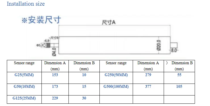 

5MM 10MM PG series LVDT high precision inductive displacement sensor Micro displacement measurement