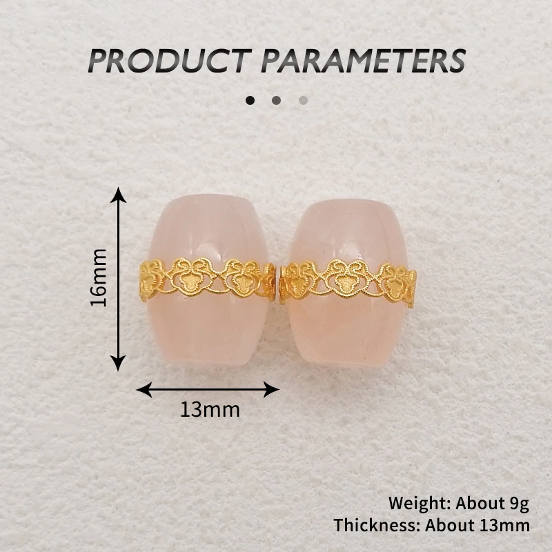 New Arrival! 1Pair Silver Gold Plated Natural Rose Quartz Gemstone Earring Beads, Jewelry DlY Making Accessories