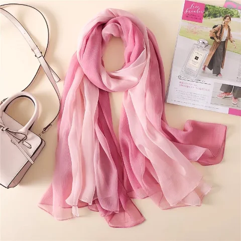 Fashion Pretty Sheer Female Scarves Sunscreen Shawl Individuality Lotus Flower Design Gradient Thin Scarf Women Luxury Gift L88