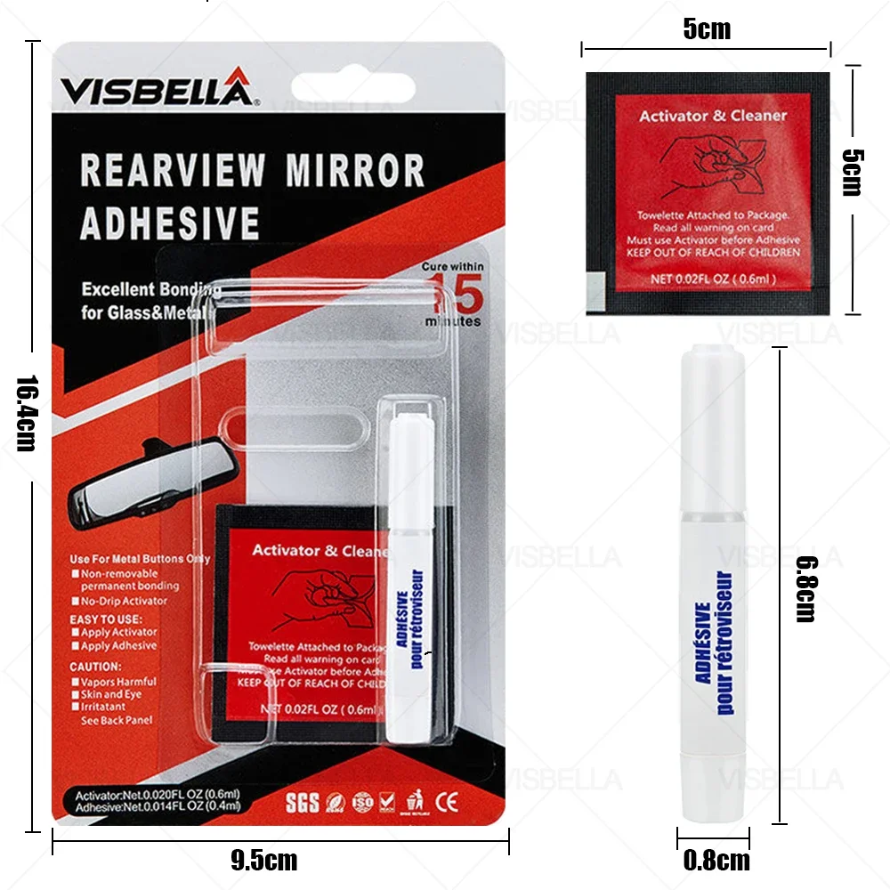 Car Rearview Mirror Adhesive Professional Strength Permanent Rearview Mirror Adhesive Glue Car DIY Repair Accessories