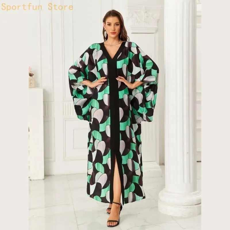 Large Size V Neck Dolman Sleeve Cover Up Long Dress Great For Layering Over Swimsuits Or Casual Outfits X7JD